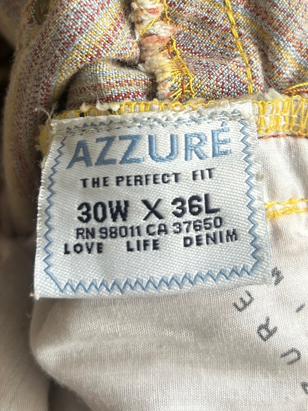 Vintage Y2K Azzure Love Life Denim Set Low Rise Jeans Fitted Crop Jacket M 30x36 - Picture 15 of 16